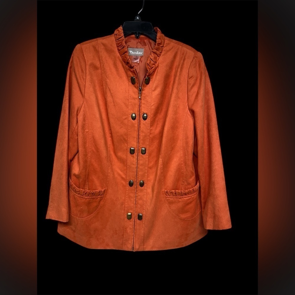TanJay Orange Sueded Blazer Jacket Size 16W